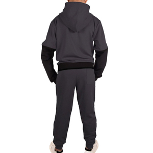 Men's Color Blocking Hooded Tracksuit Full Sleeve Zipper Sweatshirt <b>Set</b> Casual Breathable Polyester Cotton Joggers Autumn Wear - Product Image 3
