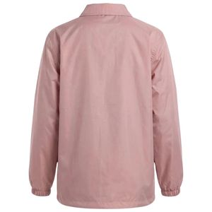 เสื้อแจ็คเก็ตโค้ชสีชมพูสำหรับผู้หญิง ปักลายตัวอักษร แจ็คเก็ตลำลองติดกระดุมด้านหน้า เสื้อคลุมแฟชั่นสตรีทแวร์ เสื้อท่อนบนสุดเก๋ เสื้อผ้าผู้หญิงมีสไตล์ - Product Image 2
