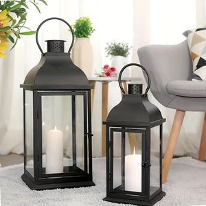 <b>Tall</b> metal candle <b>lantern</b> floor standing design indoor outdoor decor lighting elegant home decorative accent piece - Product Image 1