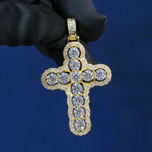 Custom 925 Silver Round Cut Multicolor Moissanite Diamond GRA Certified Iced Out Hip Hop <b>Cross</b> Pendant Jewelry for <b>Men</b> & Women - Product Image 1