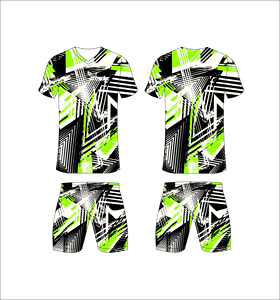 Conjunto de Uniforme de Fútbol Sublimado Personalizado, Negro, Blanco, Verde Neón, Patrón Gráfico, Transpirable, de Secado Rápido, Camiseta de Fútbol para Equipo, Conjuntos Cortos - Product Image 1