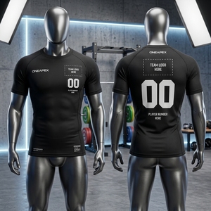 Camiseta de Compresión para Hombre, Negra, Manga Corta, Deportiva, para Gimnasio, Entrenamiento, Ropa Deportiva, Logotipo Personalizado, Fitness, Running, Ejercicio - Product Image 2