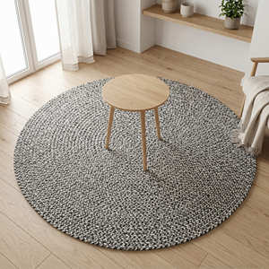Tapis rond en corde de coton bleu roi pour salon côtier, espace de méditation et coin détente - Product Image 3