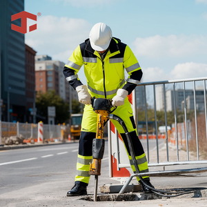 Ensemble de vêtements de travail haute visibilité réfléchissants, imperméables et respirants en polyester, uniforme de sécurité pour la construction routière et la logistique - Product Image 4