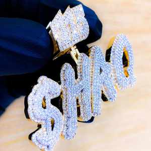 Collar con Colgante de Letra Personalizada Estilo Hiphop, Chapado en Plata de Ley 925, con Diamantes, para Hombre y Mujer, Regalo de Joyería - Product Image 2