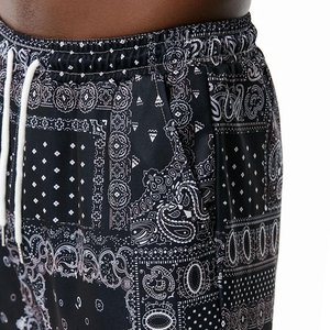 <b>Men's</b> Black <b>Bandana</b> Print Sweatpants Elastic Waist Drawstring Casual Jogger Pants With Side Pockets Breathable Midweight - Product Image 5