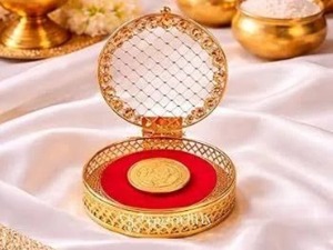 Boîte de rangement pour pièces de monnaie en velours doré Shagun pour mariage indien, étui à monnaie pour cadeau de pendaison de crémaillère, cadeaux festifs et de fête - Product Image 3