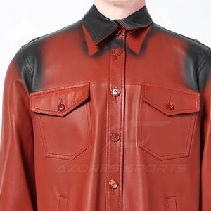 Camisa de Cuero para Hombre, Corte Entallado, Cuero Genuino, Textura Suave, Elegante, Cierre de Botones, Manga Larga, Duradera, Casual, Transpirable, Ecológica - Product Image 4