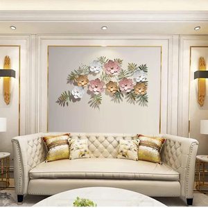 Metal Floral Wall Art Decor Contemporary Handmade Hanging Accent for Living Room Interior Design - Product Image 3