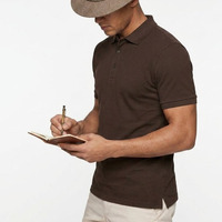 Camisa de Golf Casual para Hombre, Color Marrón Sólido, 100% Algodón, Transpirable, Manga Corta, Logotipo Personalizado Disponible al por Mayor
