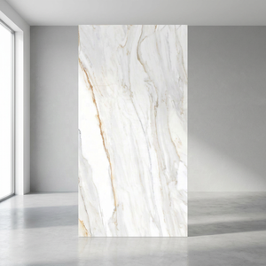 Angelo White Carreaux de pierre frittée haute brillance 1600x3200mm Marbre moderne pour extérieur Route Sous-sol Jardin Escalier pour murs - Product Image 2