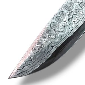 Couteaux de chasse faits main sur mesure avec lame à motif Damas et manche en bois noir pour le camping, la survie et les tâches de bushcraft - Product Image 5