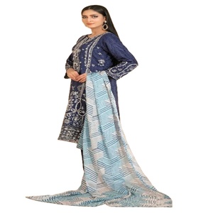 Robes de mariée indiennes pakistanaises de luxe brodées à imprimé numérique Salwar Kameez pour femmes, collection Tawakkal en viscose, vente en gros - Product Image 1