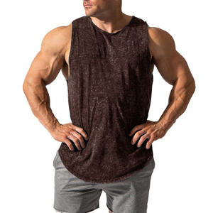 Camiseta sin mangas de alta calidad para culturismo, chaleco deportivo para hombre, camiseta interior tipo stringer, camiseta sin mangas con botones, 100% algodón lavado a la piedra. - Product Image 1
