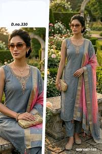 Fabricante de conjuntos de Kurti-Pant y Dupatta de viscosa jacquard de excelente calidad con bordados, de Surat Woman Fashion. - Product Image 5