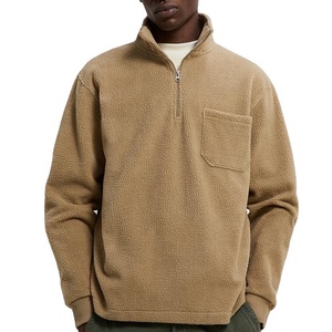 Nouveau design – Sweat-shirt chaud en sherpa avec demi-fermeture éclair, col montant, capuche et poche poitrine – Idéal pour l'hiver - Product Image 1