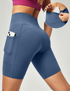 Shorts de yoga de verano para mujer con costuras unificadas, shorts cortos de yoga para el parque, shorts de gimnasio de spandex con soporte de cadera para realzar el trasero. - Product Image 3