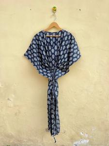 Vestido Kaftán Informal de Verano con Estampado Floral Tropical, sin Mangas, de Algodón, para Mujer, Playa, Islas del Pacífico, Rajasthan, Disponible - Product Image 5