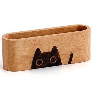 Minimalist Wood Card Holder Business Card Storage Display <b>Stand</b> Handmade Office Desk Organizer Accessory - Product Image 4