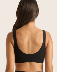 Soutien-gorge de sport sans couture rembourré en bambou noir pour femme, maintien moyen, décolleté en V profond, idéal pour le yoga, l'entraînement et la course, coupe ajustée, petit prix - Product Image 2