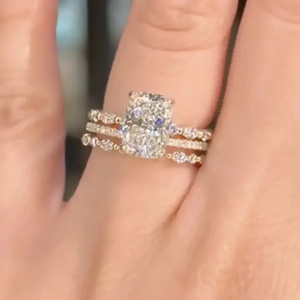 925 Moissanite Diamond 5.0Ct <b>Cushion</b> Cut <b>Wedding</b> <b>Ring</b> In Sterling Silver Yellow Gold Plated Moissanite Diamond <b>Ring</b>. - Product Image 5