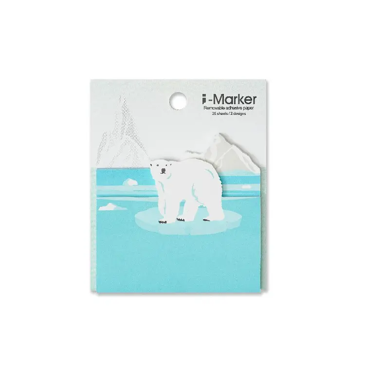 [6R] Non-toxic Ink 2 Design Die Cut Sticky Note Polar Bear