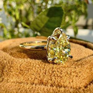 Anillo de Diamante Solitario de Corte Pera en Oro Amarillo de 14K de Lujo para Mujer, Elegante Joyería de Compromiso y Aniversario, Proveedor - Product Image 2