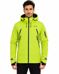 Veste à capuche en polaire douce écologique pour homme Livster, vert néon, imperméable, coupe-vent, sportive, manches longues, pour l'hiver - Product Image 1