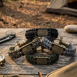 Bracelet tactique en paracorde de nylon, équipement de survie, kit d'urgence, porte-clés à manille métallique, équipement de camping, randonnée, escalade en plein air - Product Image 1