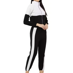 Conjunto Deportivo de Mujer con Bloques de Color, Sudadera de Cuello Alto con Media Cremallera y Pantalones Jogger con Franja Lateral, Forro Polar de 300GSM, Estilo Athleisure - Product Image 5