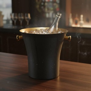 Seau à glace élégant à double paroi en acier inoxydable avec pinces à glace – Glacière isotherme premium pour refroidir le vin lors de fêtes, hôtels et événements - Product Image 2