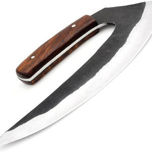 Couteau à pizza artisanal sur mesure en acier à haute teneur en carbone, style médiéval, avec étui en cuir fin et manche en bois de rose - Product Image 6