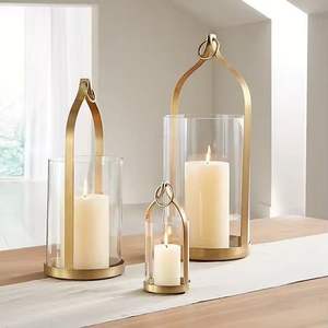 Luxury Gold Metal Glass <b>Lantern</b> <b>Set</b> Decorative Candle Holder <b>Lanterns</b> for Home Wedding Table Centerpiece Decor Indoor Outdoor - Product Image 3