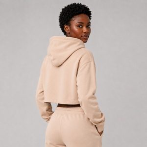 Hoodie court tendance pour femme, logo personnalisé, en molleton doux et coton, chaud, confortable, décontracté, mode streetwear - Product Image 4