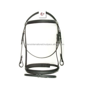 Bride en cuir marron équestre avec bande de nez de manivelle et couronne anatomique, point fantaisie, équipement de course de cheval, vente en gros - Product Image 3