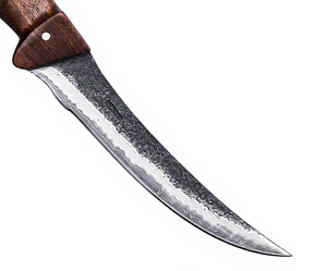 Couteau de cuisine et de désossage en acier Damas à haute teneur en carbone, manche en bois d'olivier, lame droite à pointe tombante, 1 pièce, DIY OEM - Product Image 3