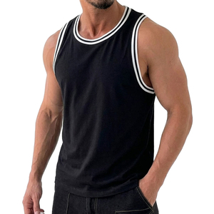 Débardeur Homme Personnalisé OEM, Style Décontracté, Rayé avec Bordure Contrastante, Idéal Été Plage Streetwear, Prix de Gros - Product Image 6