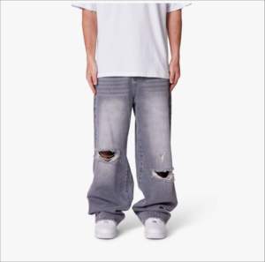 <b>Men</b> Straight Fit Distressed Ripped Denim <b>Jeans</b> Mid Waist Stonewashed Cotton Casual Pants Breathable Spring Wear - Product Image 1