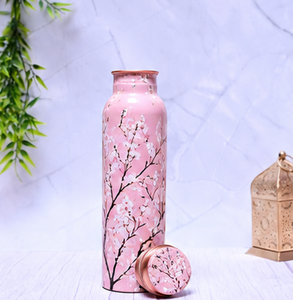 Botella de Agua de Cobre con Estampado Geométrico Azul, Botella de Cobre de Diseño de Lujo, Botella de Cobre Puro Hecha a Mano, Botella Ayurvédica para la Salud - Product Image 2