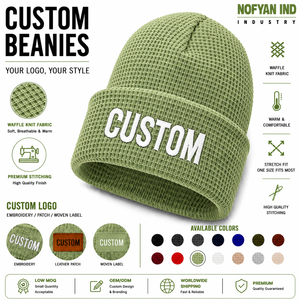 Fabricant en gros de bonnets en tricot gaufré personnalisés, fournisseur de chapeaux d'hiver, fabricant de couvre-chefs en tricot haut de gamme OEM ODM sous marque privée - Product Image 1