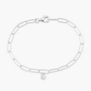 10k 14k <b>Solid</b> Gold Lab Grown Diamond Dangle Charm <b>Bracelets</b> Everyday Wear Paper Clip Chain Stacking Dainty Minimalist Jewelry - Product Image 3