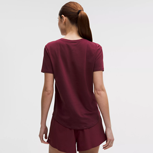 T-shirts pour femmes à col en V, manches courtes, ourlet incurvé, en coton de haute qualité, style ajusté - Product Image 2