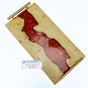Plateau rectangulaire en bois avec poignée métallique, multi-formes, écologique, sans danger pour les aliments, compatible lave-vaisselle, fabriqué au Vietnam - Product Image 3