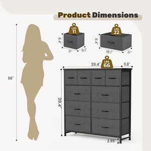 Meuble de rangement à 10 tiroirs en tissu pour chambre, salon, entrée, armoire à vêtements, meuble TV - Product Image 2