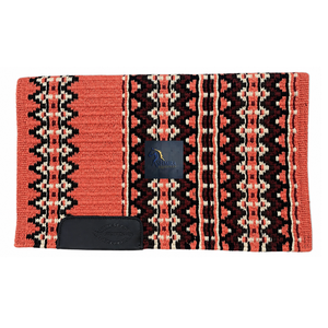 Tapis de selle pour cheval en laine mélangée tissé à la main, motif géométrique occidental, corail, noir, crème, motif aztèque, équipement équestre - Product Image 1