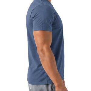 T-shirt classique bleu ardoise pour homme à manches courtes, col rond, décontracté, doux, pour le quotidien, haut basique, vêtement personnalisé, vente en gros - Product Image 6