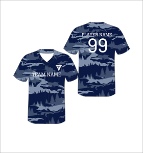 เสื้อเบสบอลแบบซับลิเมชั่นคอวี แขนสั้น ผ้าโพลีเอสเตอร์ดูดซับความชื้น พิมพ์ลายพราง ชื่อทีม หมายเลขผู้เล่น - Product Image 6
