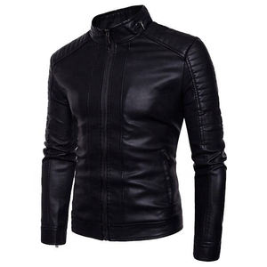 Unique Style Custom Men's <b>Leather</b> Casual <b>Winter</b> Breathable Windproof <b>Jacket</b> Regular Sleeves Front High Quality OEM Service - Product Image 4