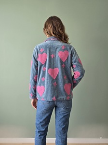 Morvi-Fab 2026 #63 Latest <b>Women</b>’s <b>Velvet</b> <b>Jacket</b> – Heart Pattern Designer Outerwear with Contrast Collar - Product Image 5
