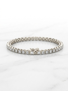 Bracelet tennis classique vintage avec diamants taille brillant, en acier inoxydable plaqué rhodium, certifié IGI, bijoux de mariage unisexe - Product Image 3